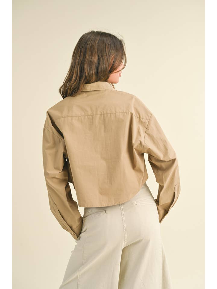 Cropped Button Down - Mocha