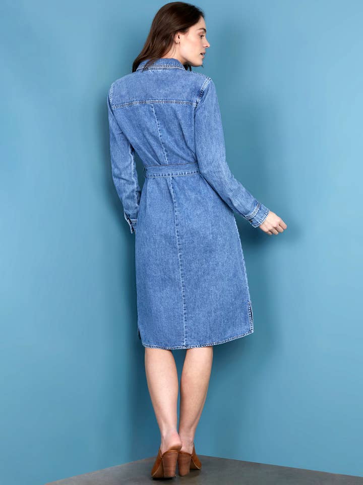 Chloe Denim Shirtdress - Blue Cloud