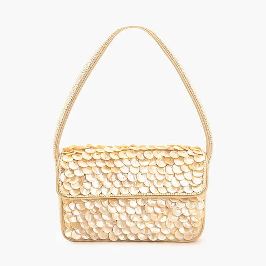 Rainbow Shell Beaded Shoulder Bag