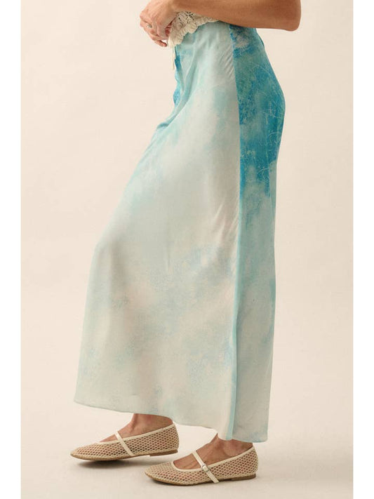 Tie Dye Maxi Skirt - Blue