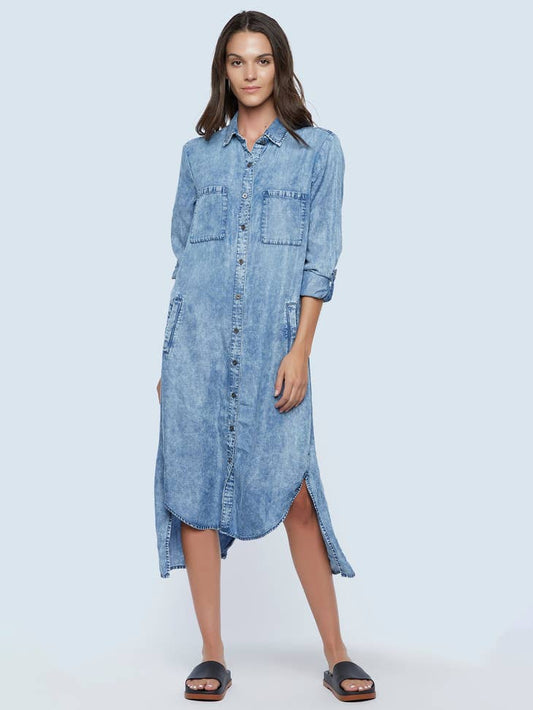 Chill Out Denim Shirtdress - Pleasant Blue