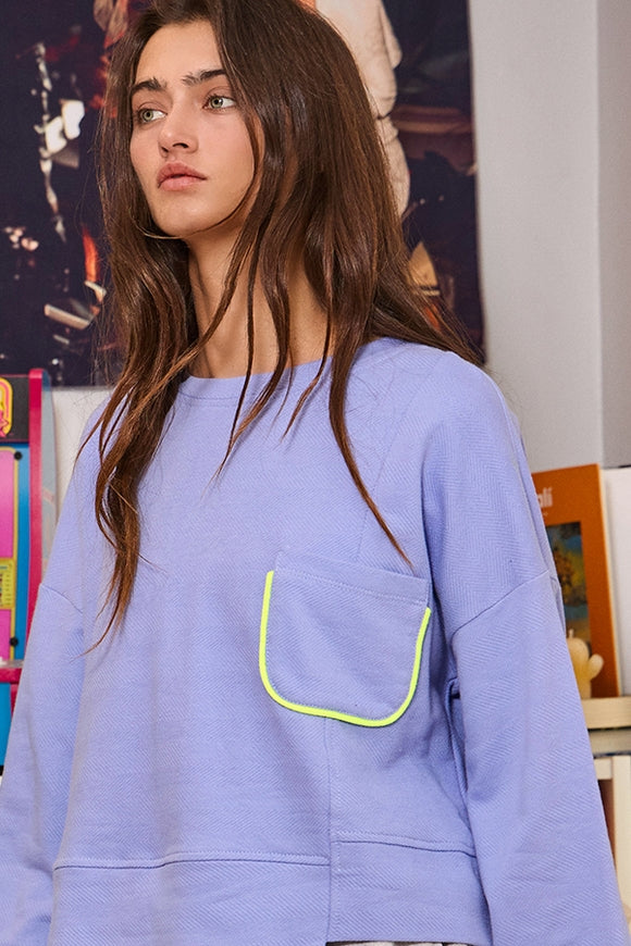 Pocket Crop Sweatshirt - Blue Iris