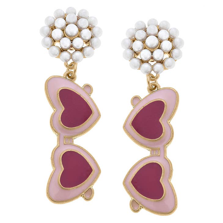 Heart Sunnies Earrings - Pink