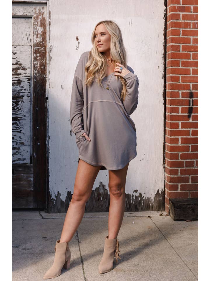 Meadow Tunic Mini Dress - Mushroom