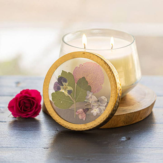 Blushing Rosewood Floral Candle - Large