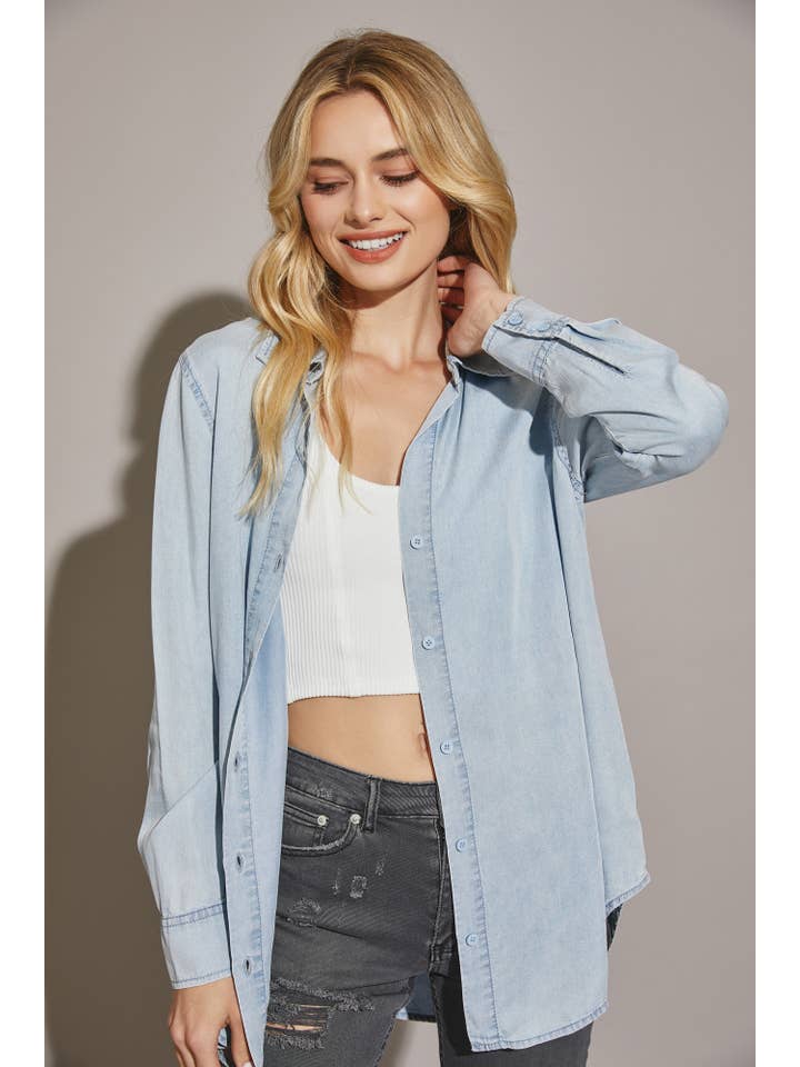 Oversized Denim Shirt - Icy