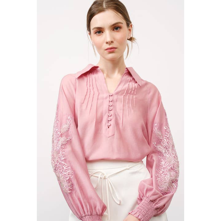 Jewel Sleeve Blouse - Mauve