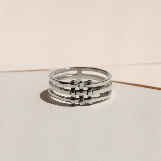 Crosshatch Ring - SIlver