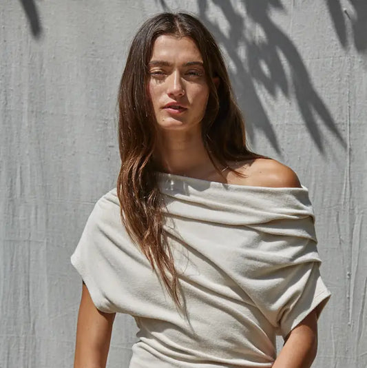 Off Shoulder Drape Top - Natural