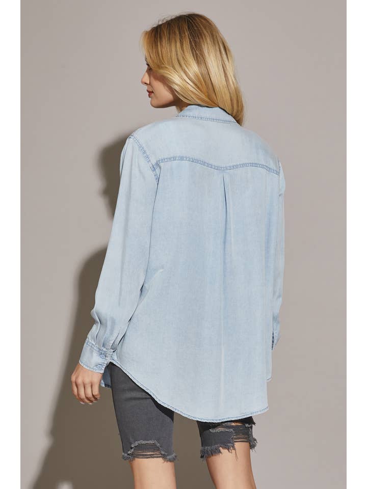 Oversized Denim Shirt - Icy