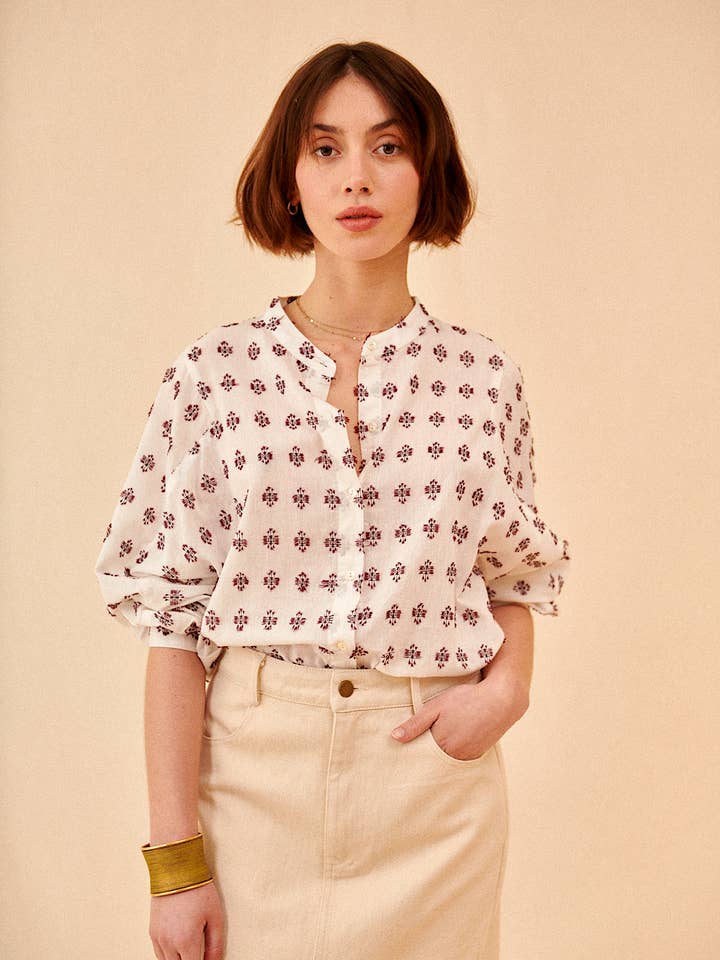 Gelina Embroidered Shirt - Ecru