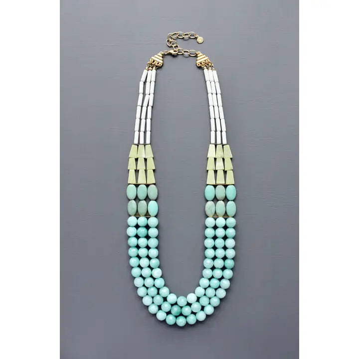 Triple Strand Turquoise and Amazonite Necklace