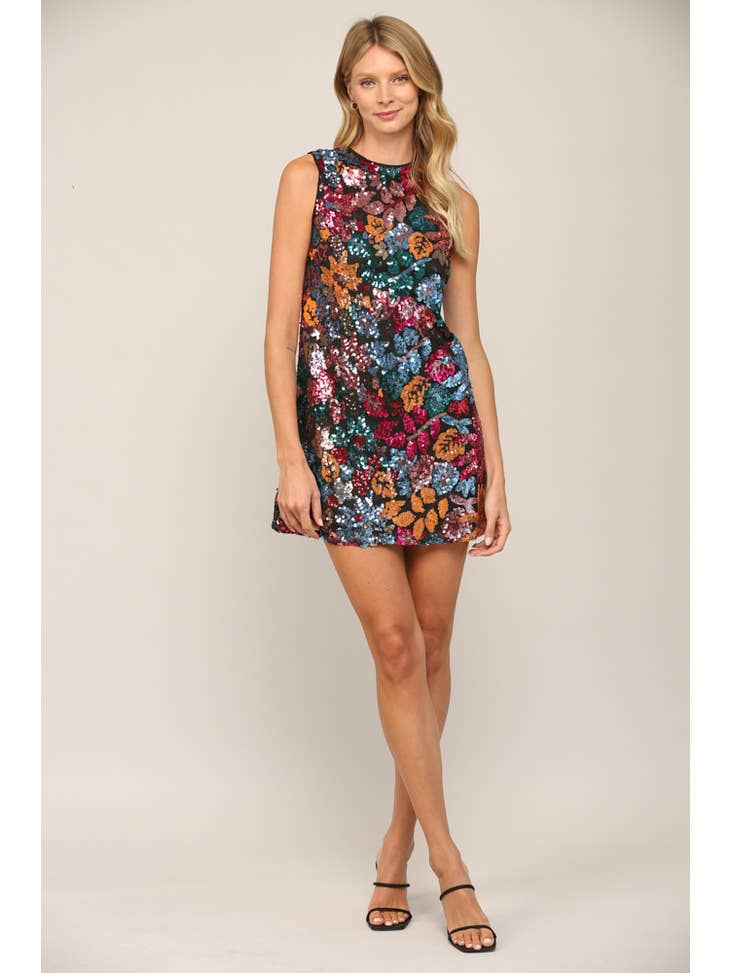 Sequin Mini Dress - Floral