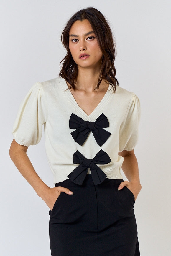 Bow Front Sweater - Ivory