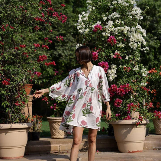 Taj Mini Dress - Pink Flower