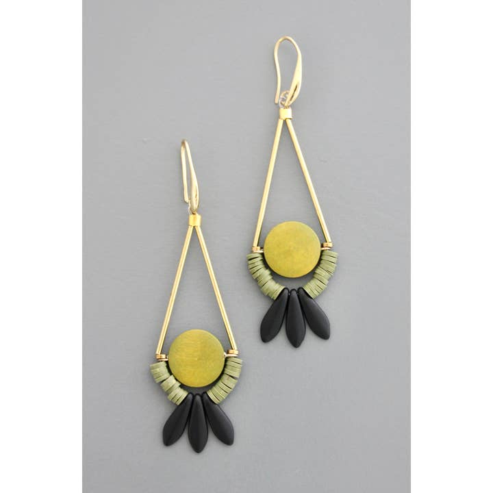 Green and Black Drop Earrings