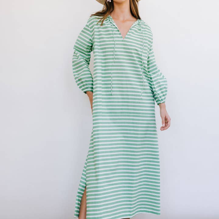 Sienna Dress - Green Stripe