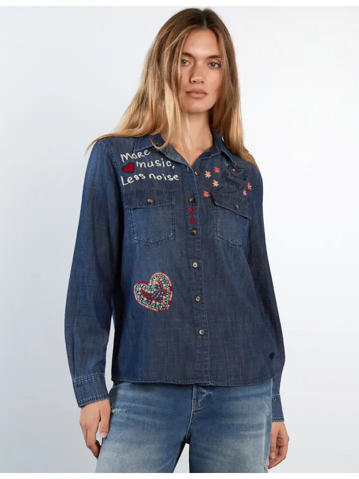 More Music, Less Noise Shirt - Dusk Denim