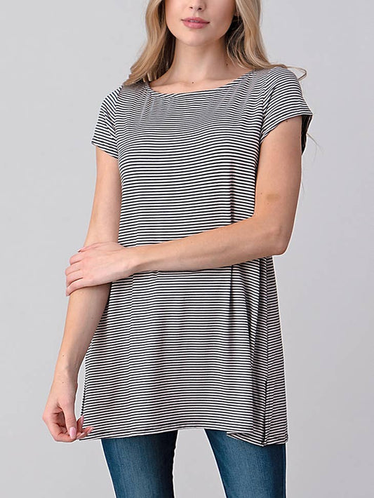 Side Slit Tunic - Sand/Black - FINAL SALE