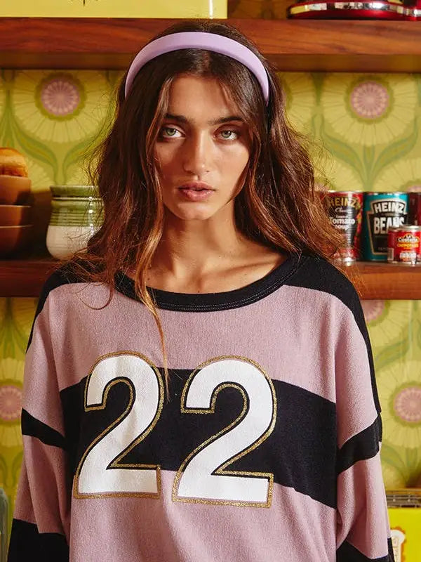 #22 Color-Block Top - Lavender/Navy