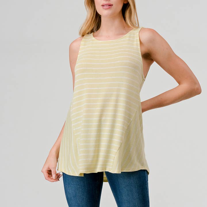 Stripe Tank Top - Pale Yellow/White