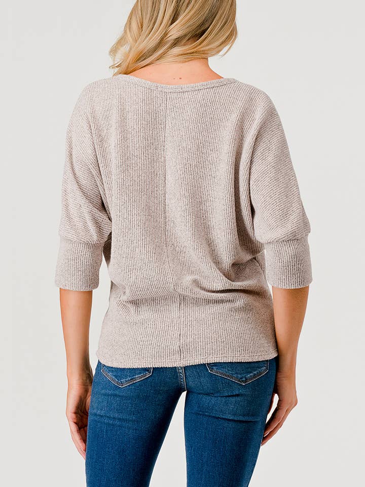 Dolman Sleeve Brushed Knit Top - Peach