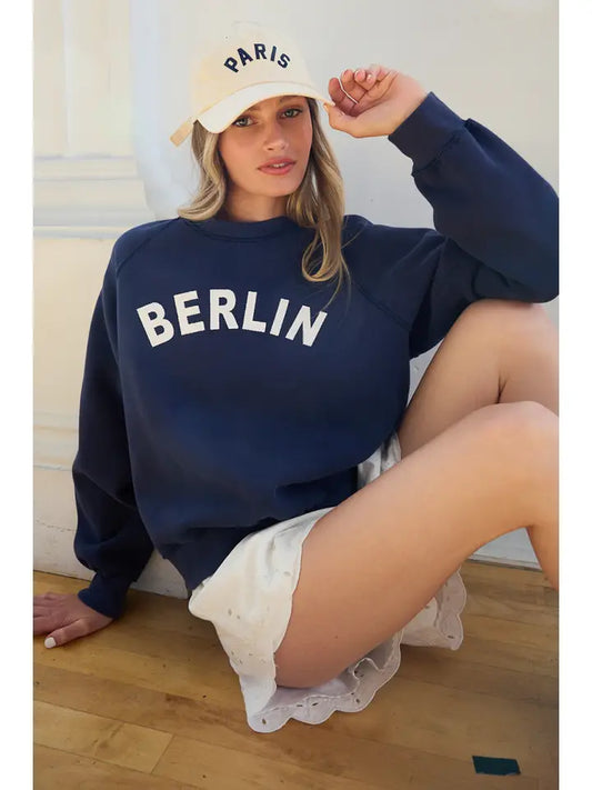 City Embroidered Fleece Sweatshirt - Navy Berlin