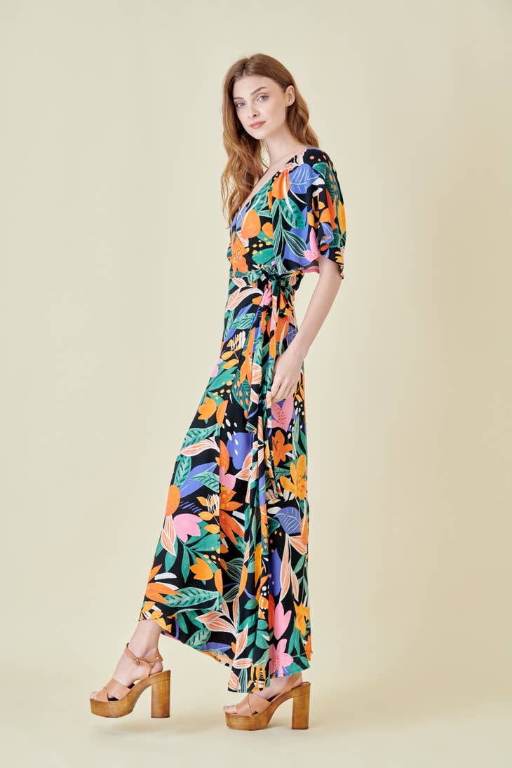 Multi Floral Maxi Wrap Dress
