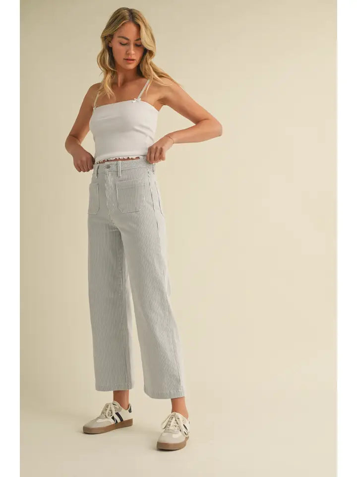 Patch Pocket Wide Leg - Stripe