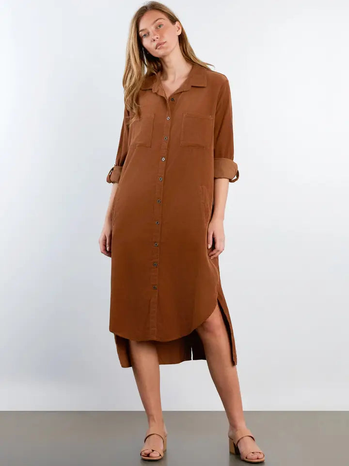 Chill Out Corduroy Shirtdress - Caramel