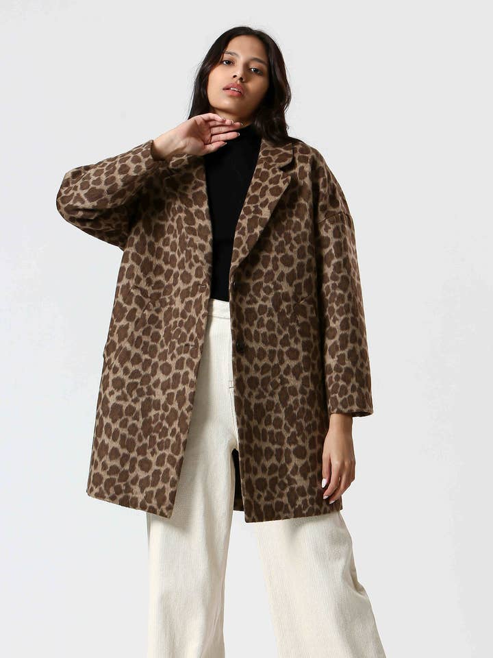 Cheetah Print Coat - Brown