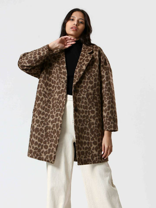 Cheetah Print Coat - Brown