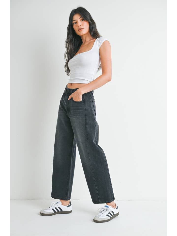 Barrel Jean Twist - Washed Black