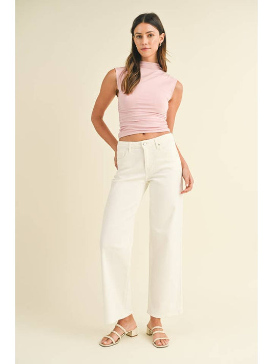 Mid Rise Slim Wide Leg - Off White
