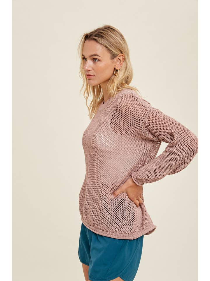 Crochet Lightweight Sweater - Mauve