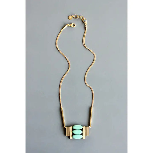 Turquoise and Brass Necklace