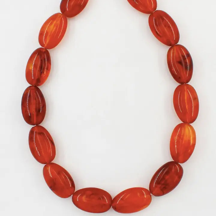 Bold Oval Marbled Necklace - Topaz