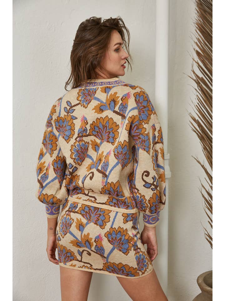 Jacquard Cardigan - Taupe Combo