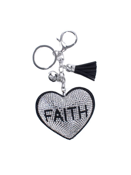 Crystal Bag Charm - Faith Heart