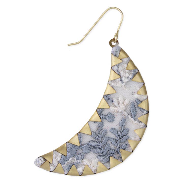 Embroidered Earrings - Blue Moon