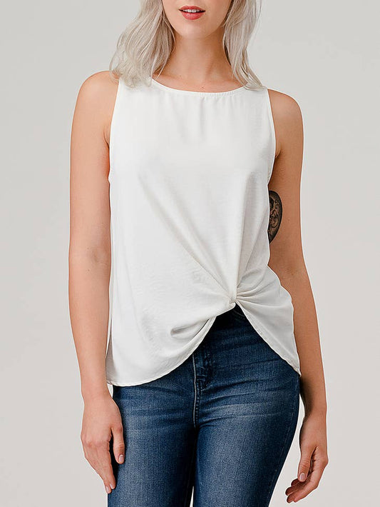 Side Twist Tank - White