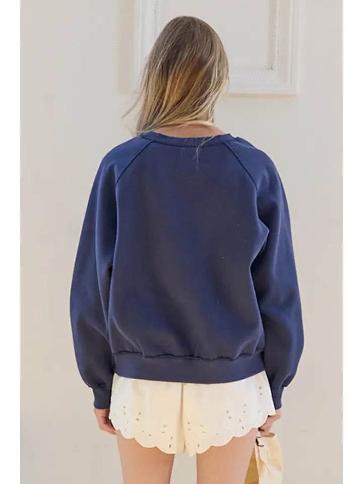 City Embroidered Fleece Sweatshirt - Navy Berlin