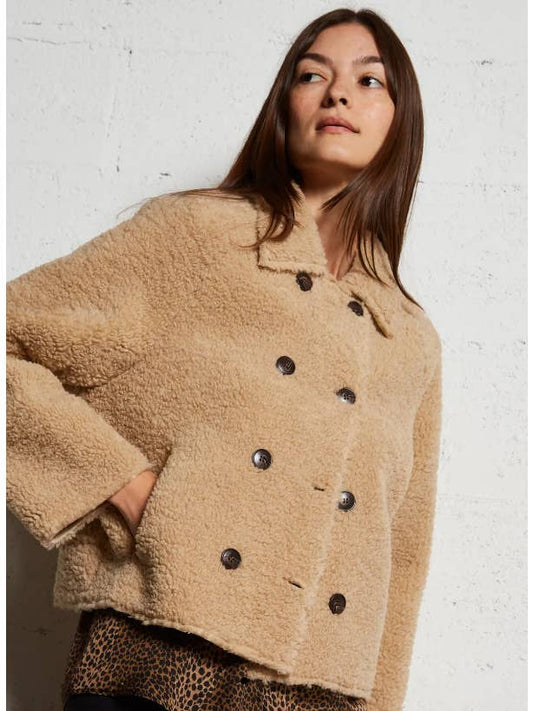 Button Down Collared Jacket - Beige