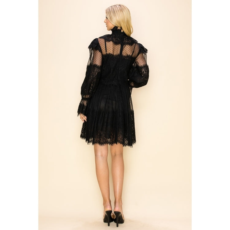 Lace Mini Dress - Black