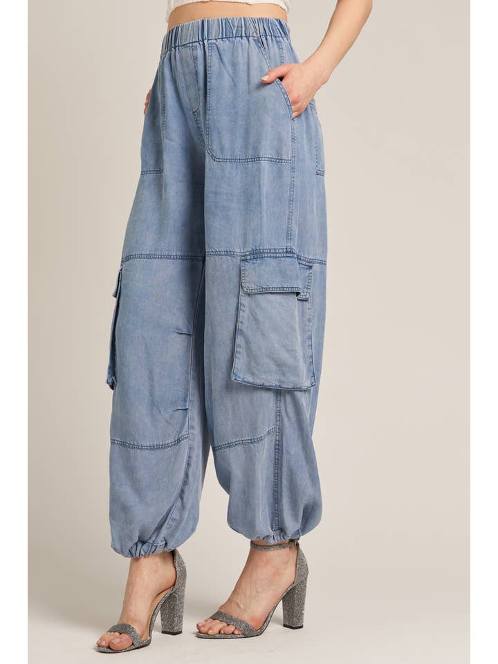 Tencel Cargo Pants - Light Denim