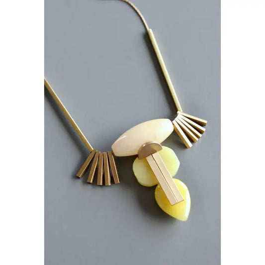 Art Deco Jade and Brass Necklace