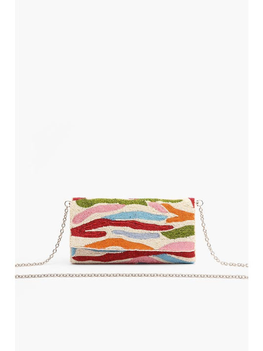 Rainbow Tiger Beaded Clutch