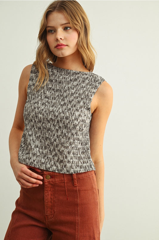 Sleeveless Knit Top - Moon Grey