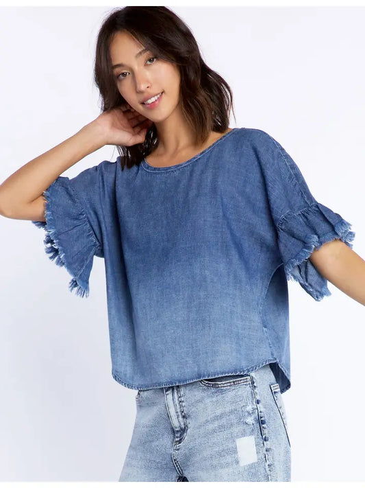 Denim Ruffle Tee