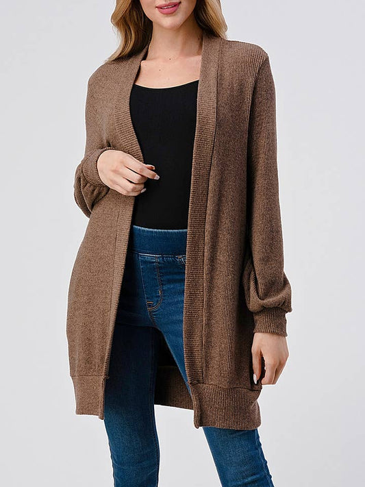 Ribbed Knit Cardigan - Mocha